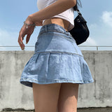 Fashionkova  Harajuku Punk Y2K Denim Mini Pleated Skirt Ladies Summer High Waist Jeans Shorts Skirts Women Ruffles Fashion Korean