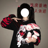 Fashionkova   Emo Style Women Streetwear Gothic Anime Sweatshirts Punk Long Sleeve 2000S Graphic Tees Y2k Fairy Grunge Goth Egirl Alt Clothes