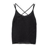 Fashionkova Ladies Cotton And Linen Camisole Summer New Style Back Cross Loose Backless Womens Linen Tops
