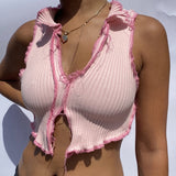 Fashionkova  Sexy Camisole Women Ribbed Knitting Crop Tops Summer Fashion Club Party Wear Tank Tops Y2K E-Girl Vest Female Tee