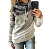 Fashionkova  Turtleneck Leopard Patchwork Hoodies Women Fashion Long Sleeve Drawstring Hooded Tops Autumn Winter Pocket Pullovers Sweatshirts