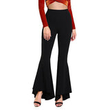 Fashionkova  Women Solid Casual Flare Pants Black High Waist Loose Long Trousers Navy Blue 2022 Fashion Lady Pleated Elastic Pants