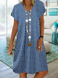 Fashionkova  2022 Summer Boho V Neck Round Dot Print Short-Sleeved Women Dresses Casual Big Swing Beach Party Dress Female Dress
