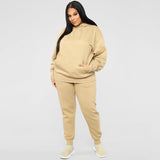 Fashionkova  Plus Size 5XL Women's Tracksuit Solid Fleece Set Woman 2 Pieces Hoodies Long Sleeve 2022 New Loose Clothes For Big MM