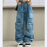 FashionKova - Multi Pockets Vintage Baggy Cargo Jeans