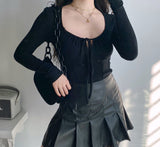 FashionKova - Cela Tie U-Neck Top ~ HANDMADE