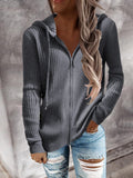 Fashionkova   Autumn Winter Women Zipper Cardigan Hoodies Sweaters Ladies Vintage Casual Loose Long Sleeve Solid Color Knitted Outerwear