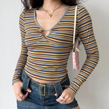 FashionKova - Retro Striped Heart Ring Top ~ HANDMADE