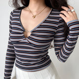 FashionKova - Retro Striped Heart Ring Top ~ HANDMADE