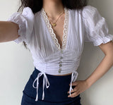 FashionKova - Antique Finds Lace Drawstring Shirt