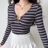 FashionKova - Retro Striped Heart Ring Top ~ HANDMADE
