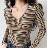 FashionKova - Retro Striped Heart Ring Top ~ HANDMADE