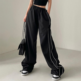 FashionKova - Piping Detail Wide Leg Track Pants