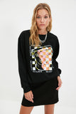 Fashionkova Trendyol Printed Oversize Knitted Sweatshirt