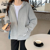 Fashionkova  Korean Version Loose Wind Long Sleeve Cardigan Hoodie Sweater Casual Coat Women's 2022 Spring And Autumn Solid Color Coat 22709