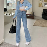 Fashionkova   Women's Jeans High Waist Vintage Straight Baggy Denim Pants Streetwear American Style Fashion Blue Wide Leg Denim Trouser Summer