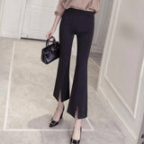 Fashionkova  Casual Pants Women Slim Black High Waist Ankle Length Stretwear 3XL Ins Elegant Chic Flare Trousers Ladies Simple All-Match New