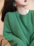 Fashionkova  Autumn Winter New Round Neck Cashmere Sweater Female Loose Korean Version Lazy Wind Wool Knit Outside Wear Sweater Thickened