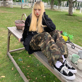 Fashionkova  Alt Cargo Hip Hop Armygreen Baggy Camo Harem Trousers Y2k Sweatpants Loose Camouflage Pants High Waist Street Joggers For Women