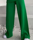Fashionkova   Knitted Two Piece Set  Women's Tracksuit Green 2022 Winter Loose Long Sleeve Knitwear Wide Leg Pants Elegant Casual Suit Outfits