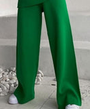 Fashionkova   Winter Knitted Tracksuit Women Sweater Top And Wide Leg Pants 2022 Fashion Two Piece Sets Womens Outifits Elegant Green Suits