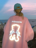 Fashionkova  Kawaii Reflective Bear Oversized Sweatshirt Women Harajuku Loose Hoodies Female Hip Hop Angel Pullover Top Korean Style