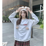 Fashionkova Grey Jacket Women Sweatshirt Vintage Round Neck Printing Long Sleeve Streetwear Fashion Casual Y2K Winter NEW Female Hoodie Tops
