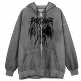 Fashionkova  Women Y2k Aesthetic Angel Printed Hoodies Sweatshirts Autumn Winter Gothic Vintage Streetwears Jackets Female Clothing Oversized