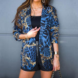 Fashionkova  Women Print Blazer Coat Office Lady Suits 2022 Turn Down Collar Long Sleeves Single Button Autumn Casual Blazers Jacekts
