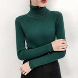 Fashionkova  2022 Women Pullover Turtleneck Sweater Autumn Casual Long Sleeve Slim Elastic Sweaters Female Simple Solid Color Knitted Jumpers