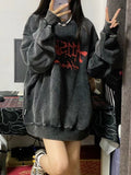 Fashionkova  Emo Gothic Print Oversized Sweatshirts Women Harajuku Vintage Loose Hoodies Long Sleeve Crewneck Pullovers Female Tops