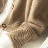 Fashionkova  Autumn And Winter 100% Wool Cashmere Sweater Women's Self-Cultivation Half High Neck Cardigan Warm Knitted Sweater Women