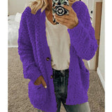 Fashionkova  Women Long Sleeve Sweater Cardigan Casual Solid Pocket Coat Autumn Winter Cardigans Sweaters Topsloose