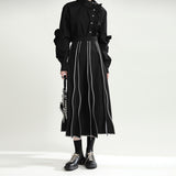 FashionKavo High Elastic Waist Black Irregular Color-block Casual Half-body Skirt Women Fashion Tide New Spring Autumn 2023 J0044