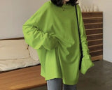 Fashionkova  Sping Harajuku Best Friends Long T Shirt Women Kawaii T-Shirts Women Autumn Solid Simple Oversized Tshirt White Long Sleeve Tops