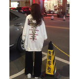 Fashionkova White Women Sweatshirt Round Neck Pullover Vintage Letter Jacket Long Sleeve Korean Fashion Casual Y2K Autumn NEW Female Tops