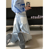 Fashionkova   Light Blue Women's Jeans High Waist Vintage Straight Baggy Denim Pants Streetwear Chic Design Fashion Wide Leg Denim Trouser