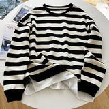 Fashionkova  2024 Autumn Oversized Hoodies Women Harajuku Gothic Stripe Cotton Hoodie Clothes Long Sleeve Korean Thin Sweatshirt Black Tops