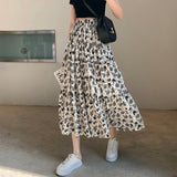 Fashionkova Floral Long Skirt Women Summer 2023 Chiffon High Waist Loose Vintage Elegant Patchwork A-line Midi Skirt Korean Style