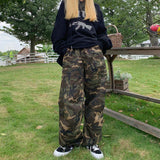 Fashionkova  Alt Cargo Hip Hop Armygreen Baggy Camo Harem Trousers Y2k Sweatpants Loose Camouflage Pants High Waist Street Joggers For Women