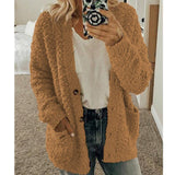 Fashionkova  Women Long Sleeve Sweater Cardigan Casual Solid Pocket Coat Autumn Winter Cardigans Sweaters Topsloose