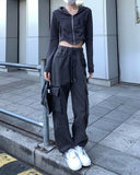 Fashionkova  Y2K Emo Women Fashion Oversized Vintage Streetwear Jeans Trousers High Waist Casual Alt Fairy Grunge Trousers Harajuku Clothes