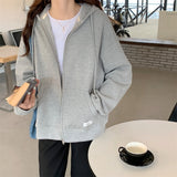 Fashionkova  Korean Version Loose Wind Long Sleeve Cardigan Hoodie Sweater Casual Coat Women's 2022 Spring And Autumn Solid Color Coat 22709