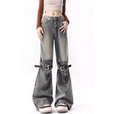 Fashionkova Blue Women Jeans High Waist Fashion American Camouflage Y2K Streetwear Chic NEW Wide Leg Jean Female Trouser Baggy Denim Pants