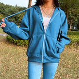 Fashionkova  Women Skeleton Print Zipper Hoodies Tops Autumn Winter Long Sleeve Streetwears Jacket Female Casual Drawtring Hooded Sweatshirts