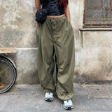 Fashionkova  Casual Baggy Wide Leg Sweatpants White Loose Drawstring Low Waist Streetwear Cargo Pants Womens Hippie Joggers Trousers