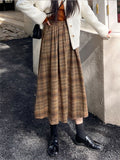 Fashionkova Vintage Plaid Long Skirt Women Autumn Winter High Waist Korean Style Casual Loose School A-line Midi Skirt Harajuku