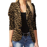 Fashionkova  Spring Autumn Leopard Blazers Office Lady Coat 2022 Notched Long Sleeves Single Button Women Casual Suit Blazer Jackets
