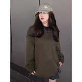Fashionkova Brown Women Sweatshirt Hoodie Pullover Vintage Letter Plush Jacket Long Sleeve Korean Fashion Casual Y2K Autumn NEW Female Tops