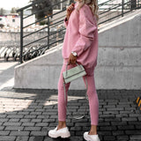 Fashionkova  Autumn Tracksuit Sweatshirt Suits Women O-Neck Long Sleeve Pullover And Chino Pants Sets Casual Solid Two Piece Suits Outfits